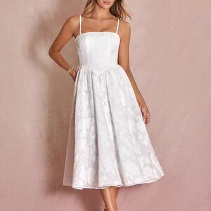 Azazie Atelier Nora White Midi Dress Size 26